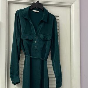 Lucky Brand Teal Long-Sleeve Shirt Dress